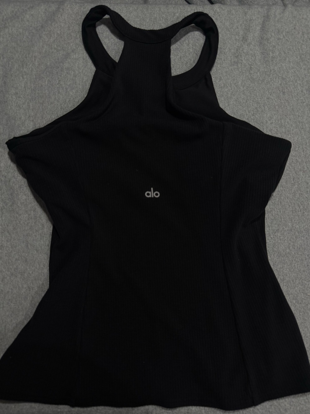ALO Yoga Black Ribbed High-Neck Racerback Tank - Picture 3 of 5